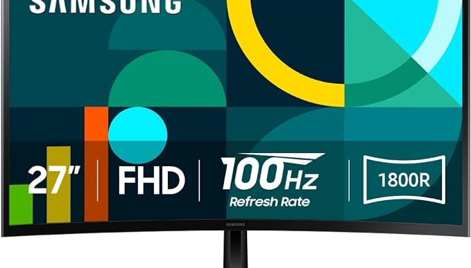 Samsung 27″ Essential S3 (S36GD) Series FHD 1800R Curved Computer Monitor