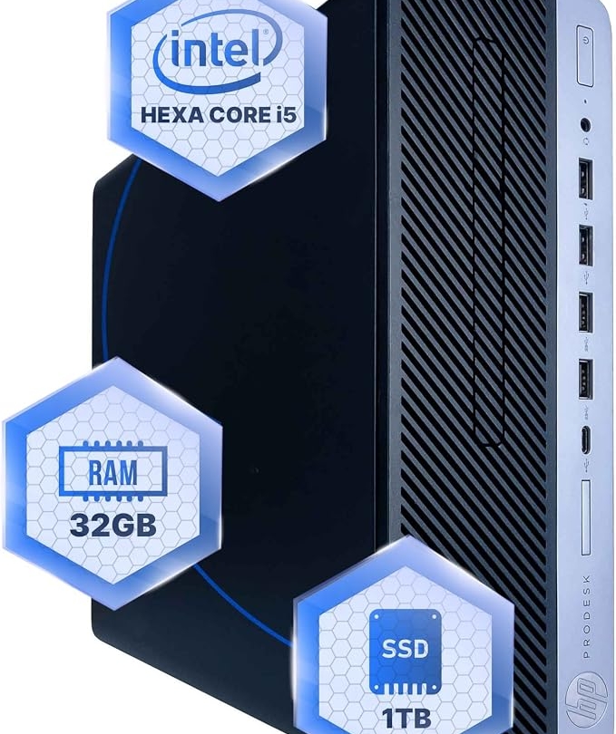 HP ProDesk 600G4 Desktop Computer | Hexa Core Intel i5 (3.2) | 32GB DDR4 RAM | 1TB SSD Solid State | Windows 11 Professional | Home or Office PC (Renewed)
