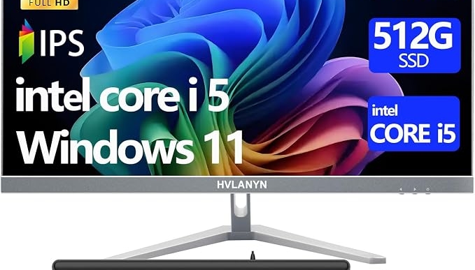 23.8-Inch FHD All-in-One Desktop Computer – Core i5, 16GB RAM, 512GB PCIe SSD